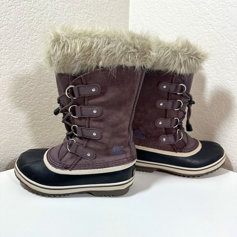 Sorel Joan of Arctic Youth Suede Faux Fur Cuff Brown Winter Boots $115 {Size 3}